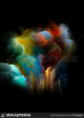 Vivid colors interplay on black canvas on the subject of creativity, imagination, inner world and art
