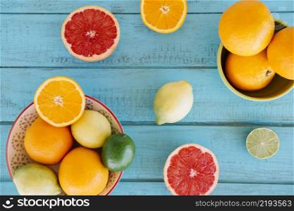 vivid fresh citrus fruits wooden surface