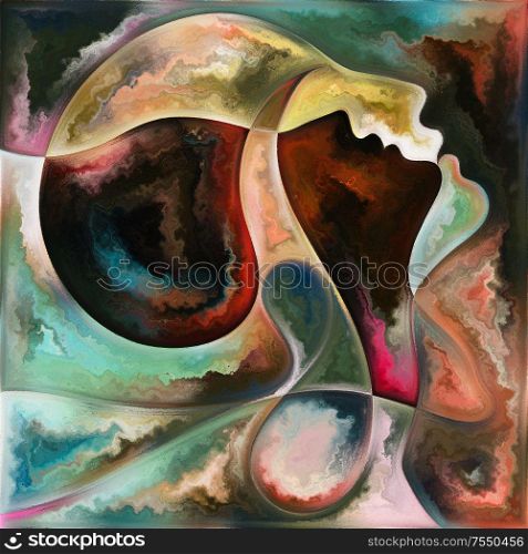 Vivid Minds. Colors In Us series. Abstract design made of human silhouettes, art textures and colors interplay relevant for life, drama, poetry and perception