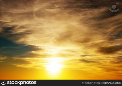 Vivid sky illuminated by the sunset