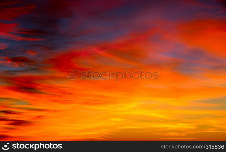 Vivid sky illuminated by the sunset