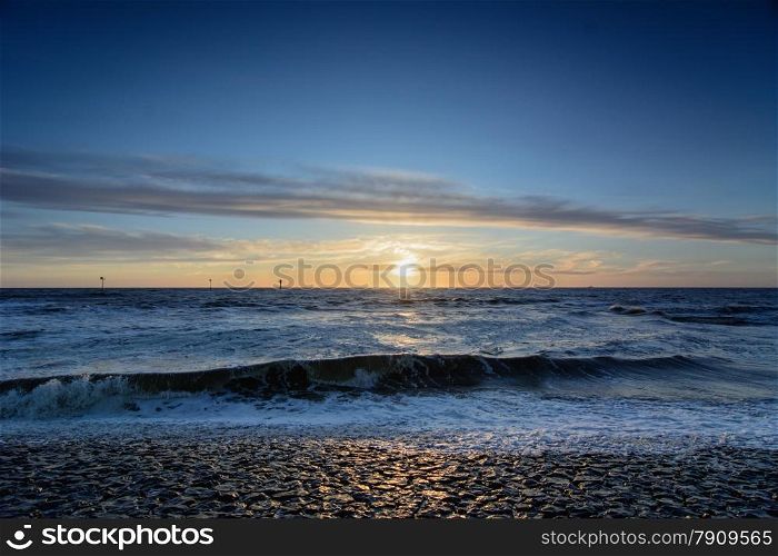 vivid sunset at Dutch beach
