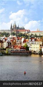 Vltava river and cityscape of Prague, Chech republic