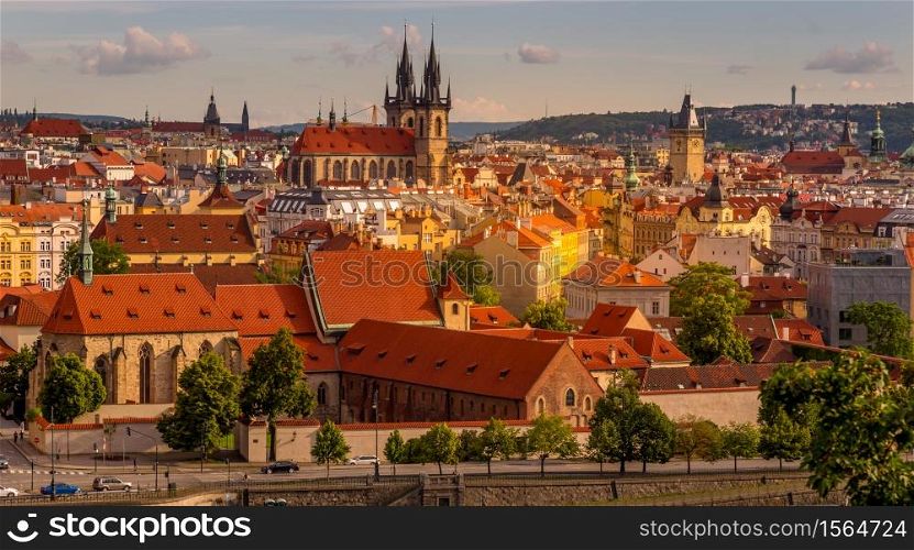 Vltava river, Prague bridges and view of the old town of Prague, UNESCO World Heritage Site, Czech Republic