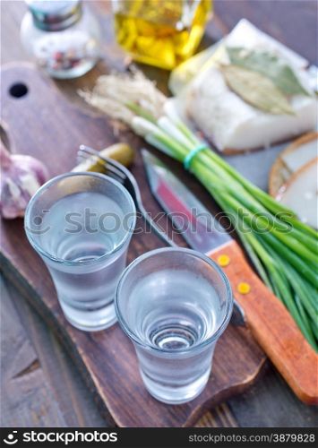 vodka, lard and cucumbers