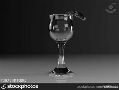 vodka shot footed 3D illustration on dark background