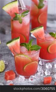 "Vodka "Watermelon Cocktail" - made from fresh chilled watermelon, coconut sugar, fresh lime juice and vodka. Enjoy this light, refreshing, summer party cocktail"