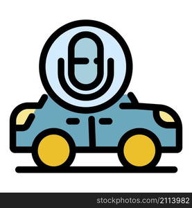 Voice assistant driverless car icon. Outline voice assistant driverless car vector icon color flat isolated. Voice assistant driverless car icon color outline vector