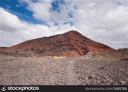 Volcanic crater (Montana Bermeja) in Lanzarote, Canary islands, Spain.