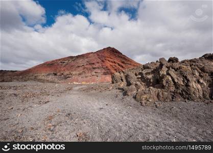 Volcanic crater (Montana Bermeja) in Lanzarote, Canary islands, Spain.