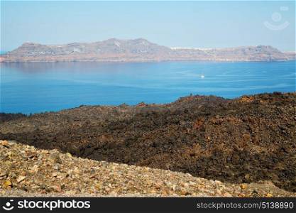 volcanic land in europe santorini greece sky and mediterranean sea