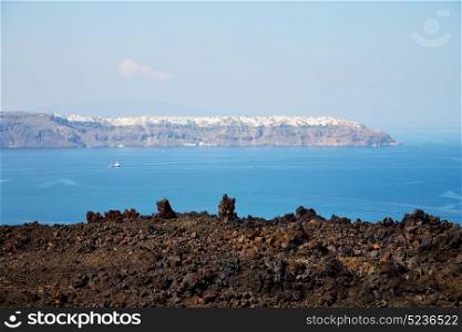 volcanic land in europe santorini greece sky and mediterranean sea