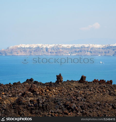 volcanic land in europe santorini greece sky and mediterranean sea