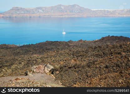 volcanic land in europe santorini greece sky and mediterranean sea