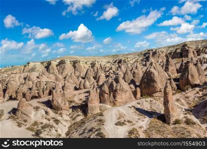 Volcanic rock formations landscape in Cappadocia, Turkey in a beautiful summer day