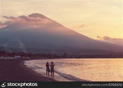 Volcano Agung and Amed beach, Bali, Indonesia