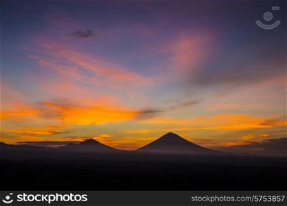 Volcano Agung at Sunrise Time,Bali,Indonesia.