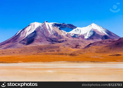 Volcano at Laguna Canapa, it is a salt lake in the altiplano of Bolivia