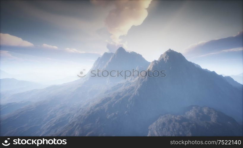 Volcano Crater Landscape with Fog