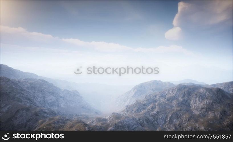 Volcano Crater Landscape with Fog