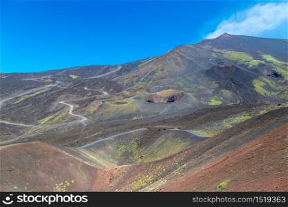 Volcano Etna in Sicily, Italy in a beautiful summer day