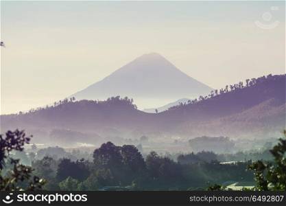 Volcano in Guatemala. Beautiful volcanoes landscapes in Guatemala, Central America