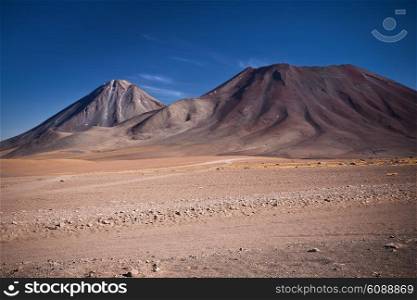 volcanoes Licancabur and Juriques on the border between Chile and Bolivia