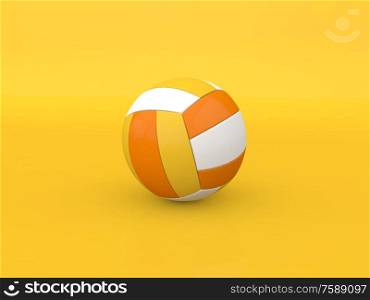 Volleyball ball on a yellow background. 3d render illustration.. Volleyball ball on a yellow background.