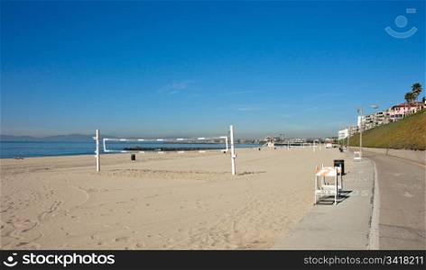 volleyball net on the beach in california