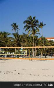 Volleyball net on the beach, Miami Beach, Florida, USA
