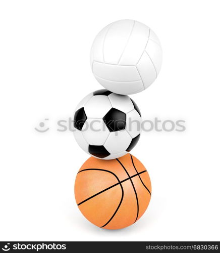 Volleyball, soccer ball, basketball, sport balls isolated on white background