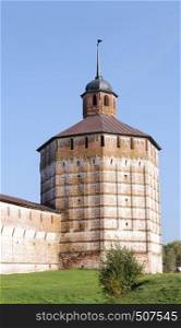 Vologda tower of ancient Kirillo-Belozersky Monastery in Kirillov, Vologda region, Russia