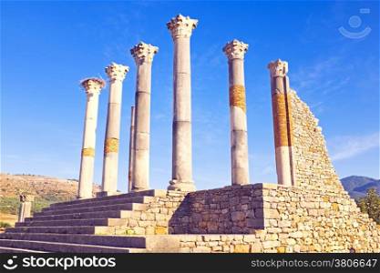 Volubilis is a partly excavated Roman city in Morocco situated near Meknes between Fes and Rabat. It was developed from the 3rd century BC onwards as a Phoenician Carthaginian settlement