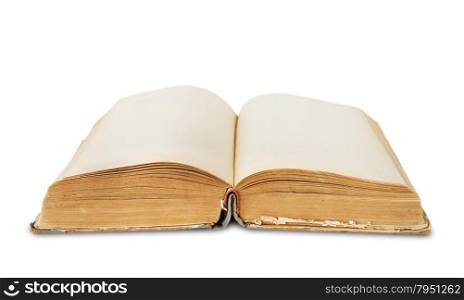 Volumetric disclosed old book with blank pages, isolated on a white background