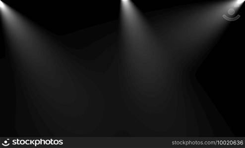 Volumetric lights in the dark, computer generated. 3d render of background with spot lighting. Volumetric lights in the dark, computer generated. 3d render of spotlight beams. Background with spot lighting