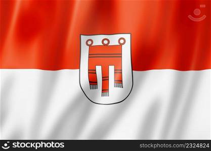 Voralberg Land flag, Austria waving banner collection. 3D illustration. Voralberg Land flag, Austria