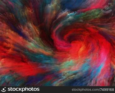 Vortex Twist and Swirl series. Interplay of color and movement on canvas on the subject of art, creativity and imagination