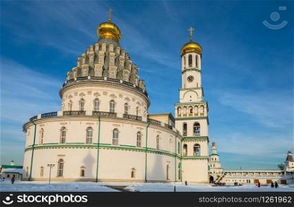 Voskresensky cathedral towers and domes with inner yard of New Jerusalem Monastery, Istra, Moscow region