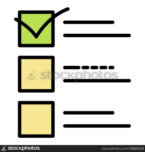 Vote check mark icon. Outline vote check mark vector icon color flat isolated. Vote check mark icon color outline vector