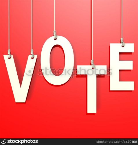 Vote word in red background