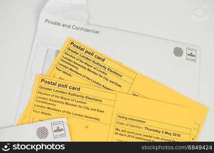 voting elections postal poll card London UK ballot papers