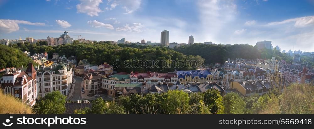 Vozdvyzhensky district at the Podil, Kiev, Ukraine panorama&#xA;