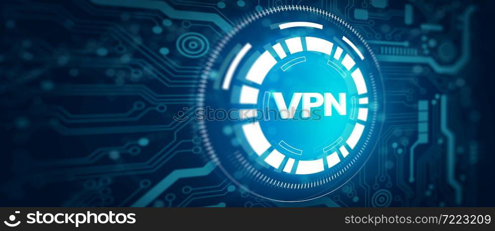 VPN network security internet privacy encryption with Technology Abstract Background. Business, Technology, Internet network Concept. 3D illustration.