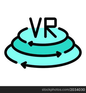 Vr reality icon. Outline vr reality vector icon color flat isolated. Vr reality icon color outline vector