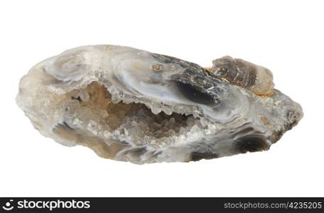 Vug of chalcedony, isolated on a white background