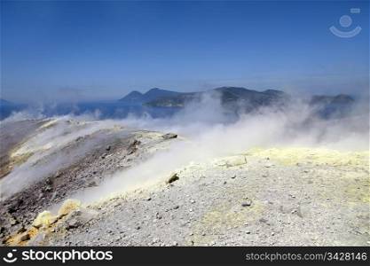 Vulcano volcano crater in Aeolian Islands, Sicily, Italy. Vulcano volcano crater