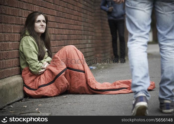 Vulnerable Teenage Girl Sleeping On The Street