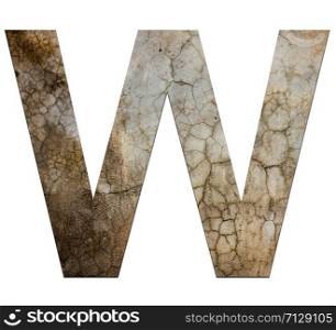 w letter cracked cement texture isolate
