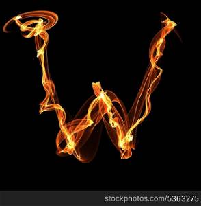 W letter in fire illustration