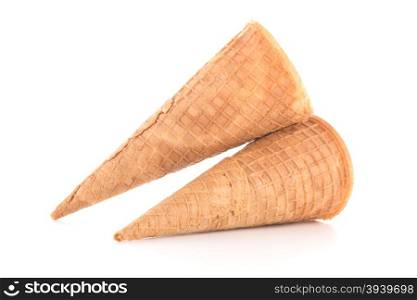 Wafer cones on white background.
